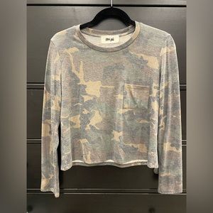 Camouflage print long sleeve top. Size medium.